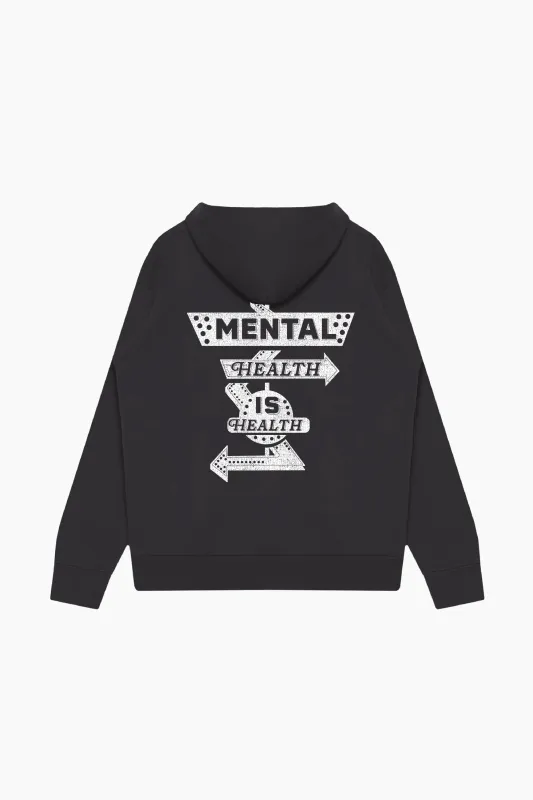 Mental Health is Health Heavyweight Pigment Dye Hoodie - Black sold by Peace-Collective
