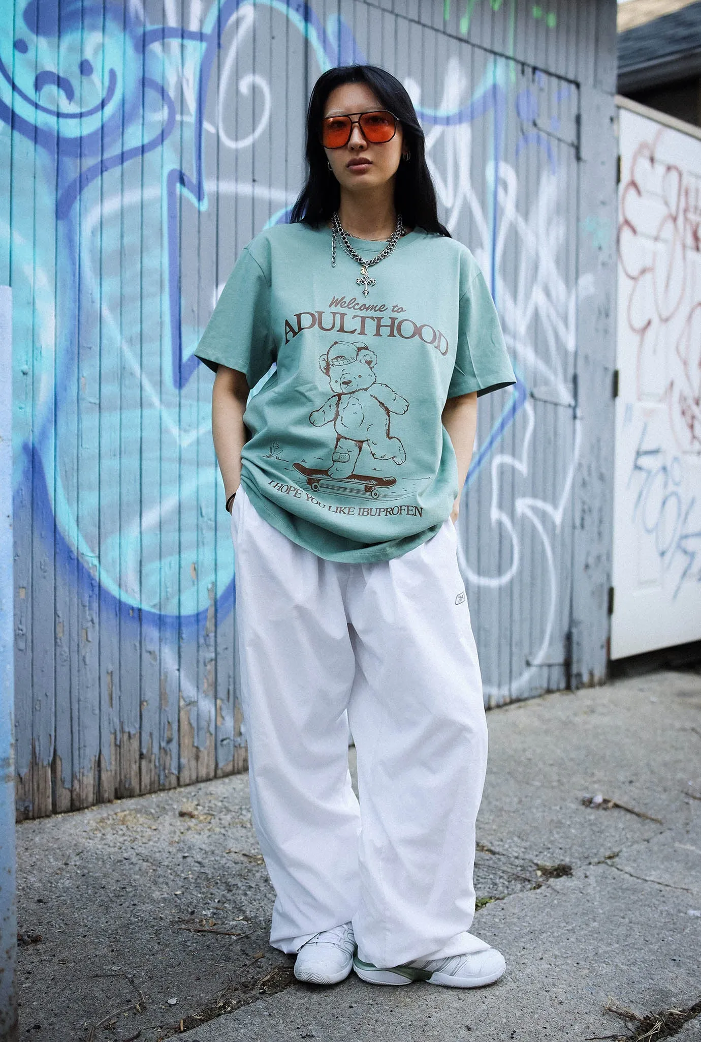 Adulthood Heavyweight Garment Dyed T-Shirt - Sage Green sold by Peace-Collective product image thumbnail 3