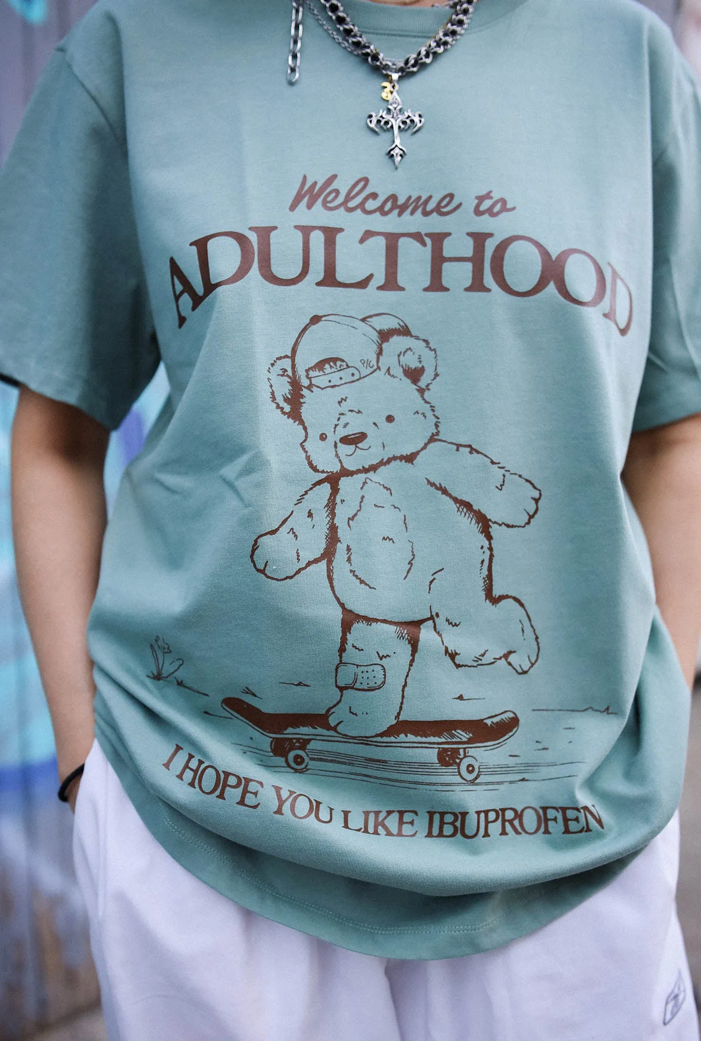 Adulthood Heavyweight Garment Dyed T-Shirt - Sage Green sold by Peace-Collective product image thumbnail 2