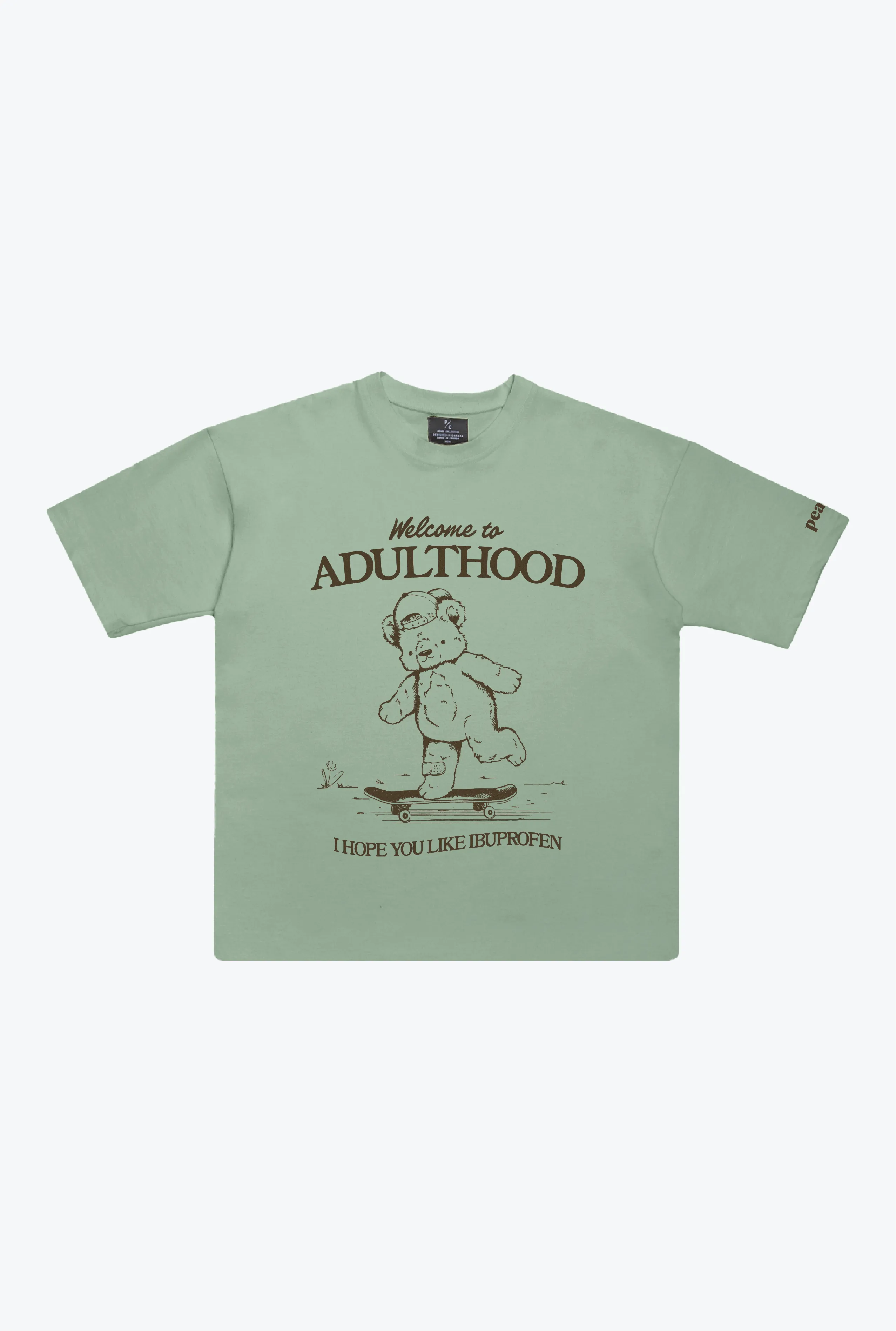 Adulthood Heavyweight Garment Dyed T-Shirt - Sage Green sold by Peace-Collective