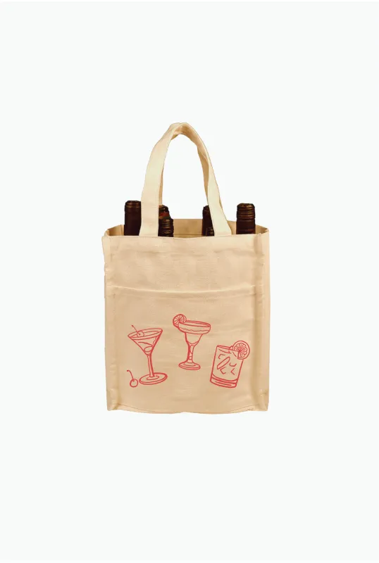 Cocktail Club Wine Tote Bag - Natural sold by Peace-Collective