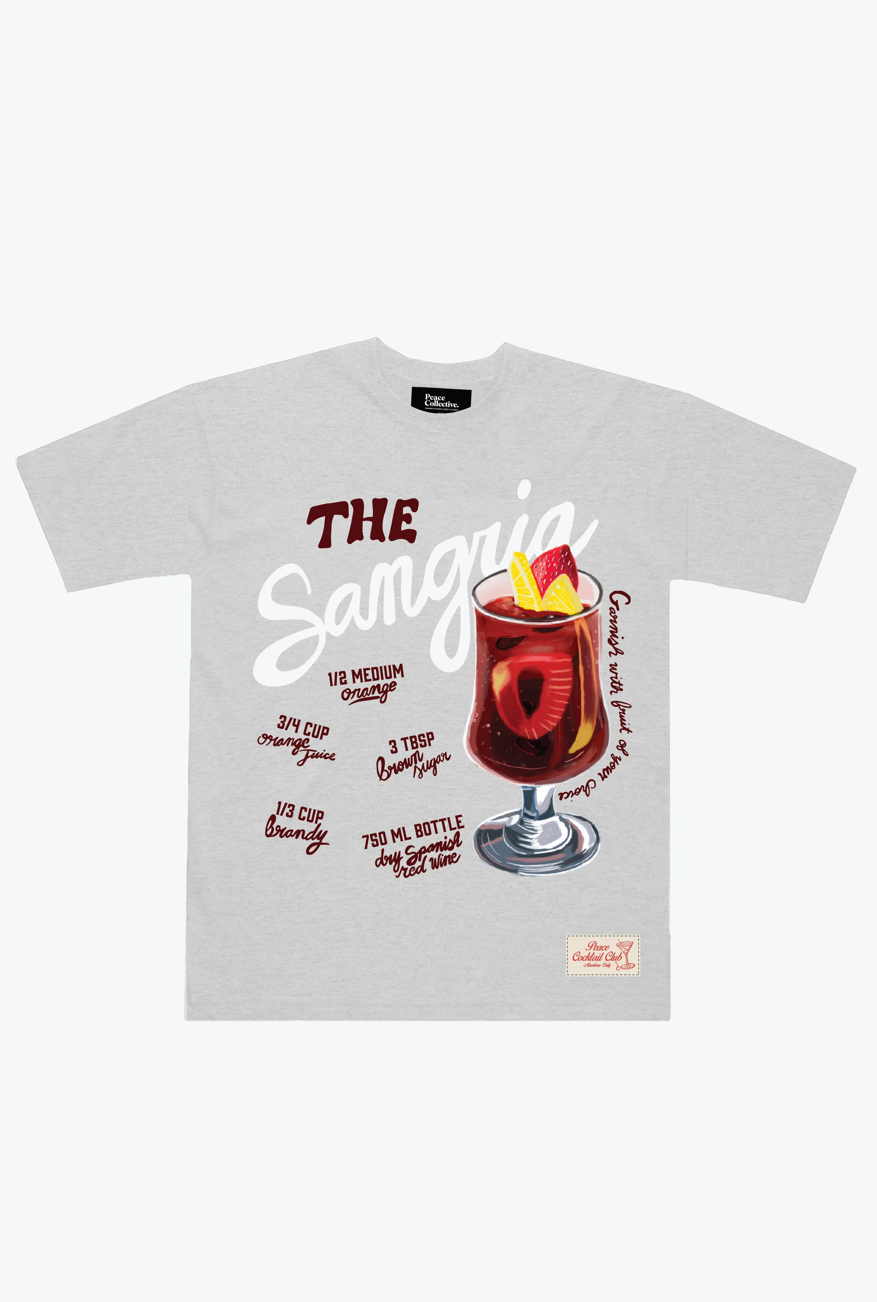 Sangria Club Heavyweight T-Shirt - Ash sold by Peace-Collective
