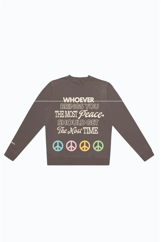 Bring Peace Pigment Dye Crewneck - Espresso sold by Peace-Collective