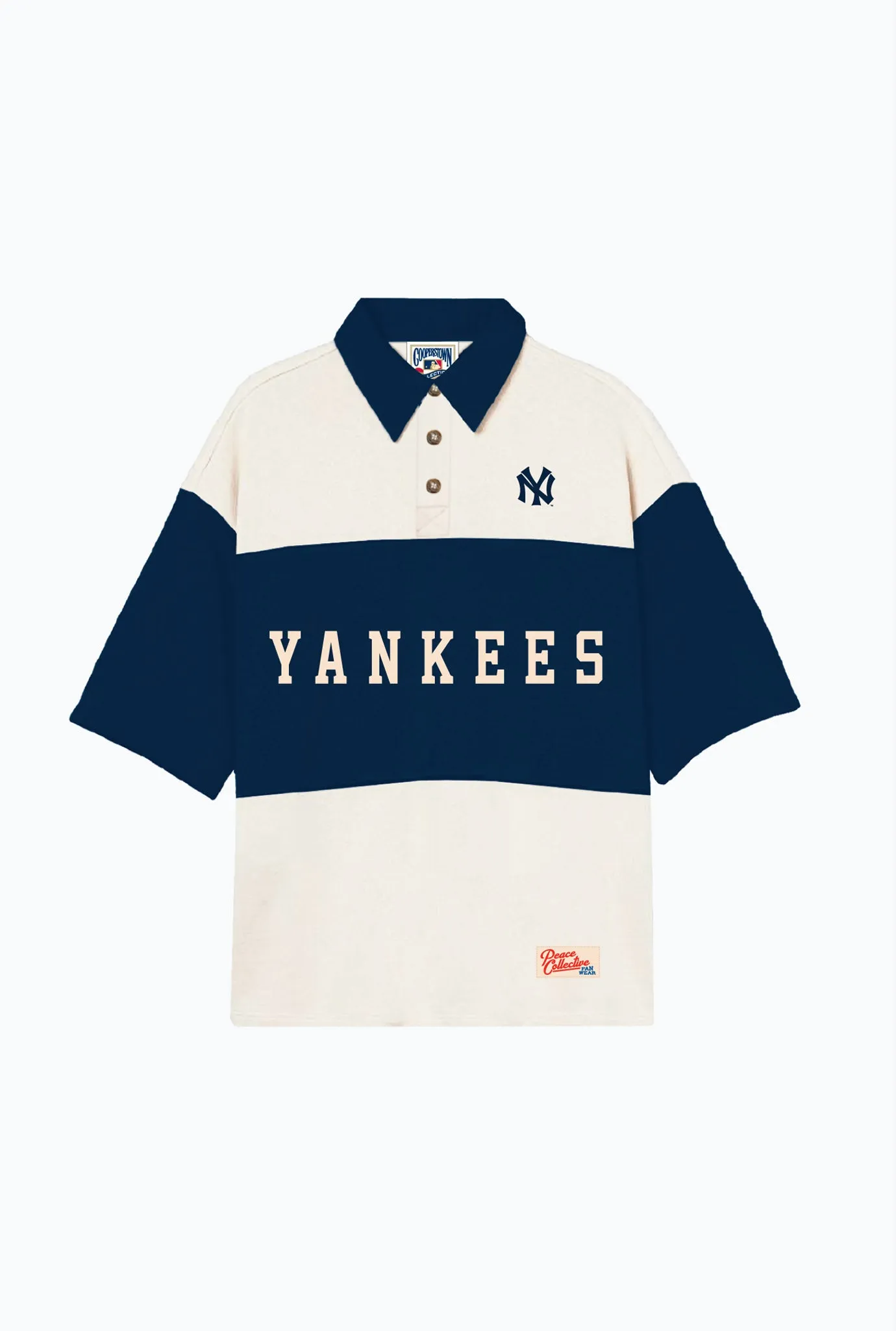 New York Yankees Vintage Color Blocked Oversized Polo - Navy / White sold by Peace-Collective