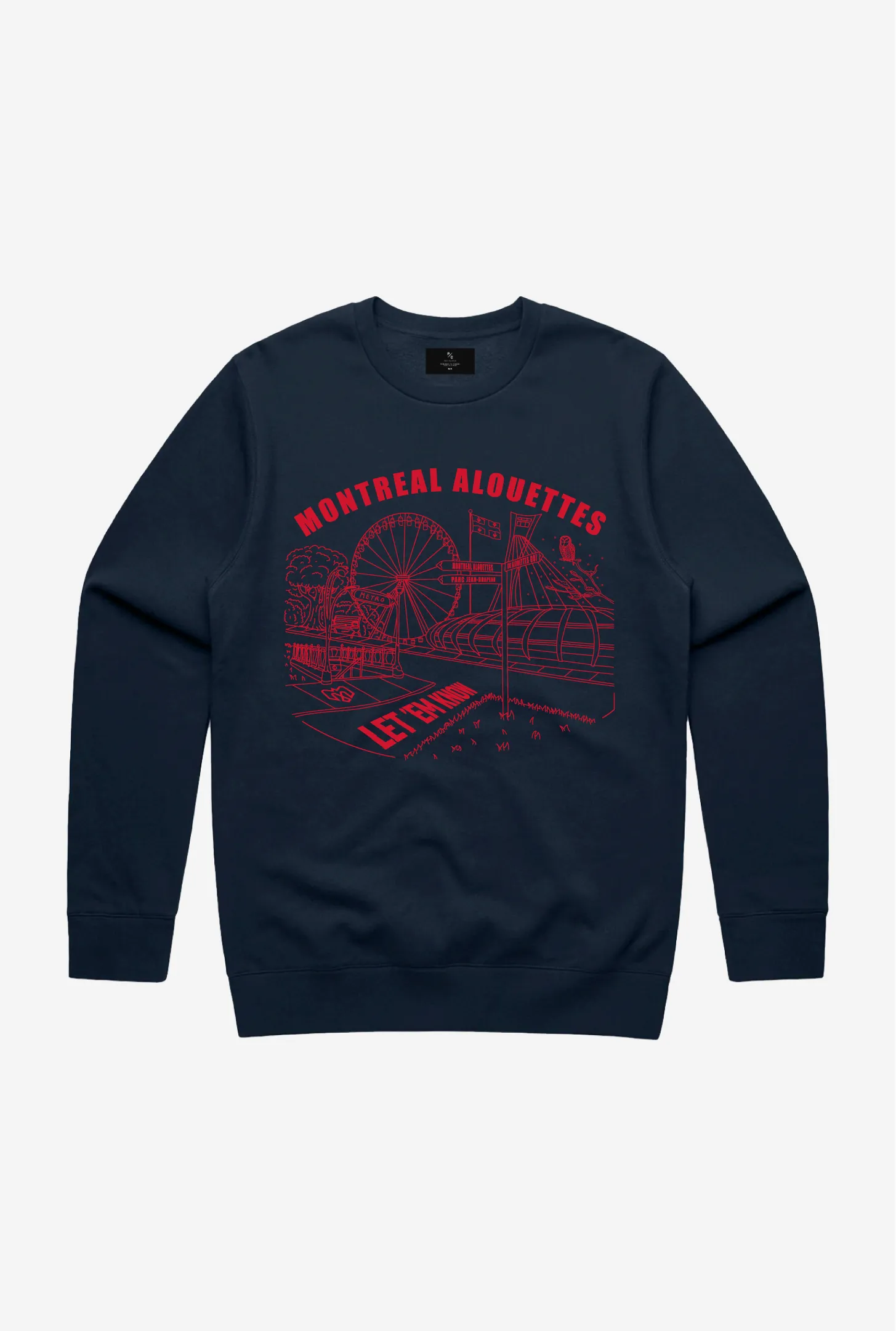 Montreal Alouettes Let 'em Know Crewneck - Navy sold by Peace-Collective