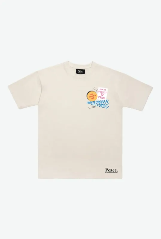 P/C x Christopher Rouleau: Pride Heavyweight T-Shirt - Ivory sold by Peace-Collective