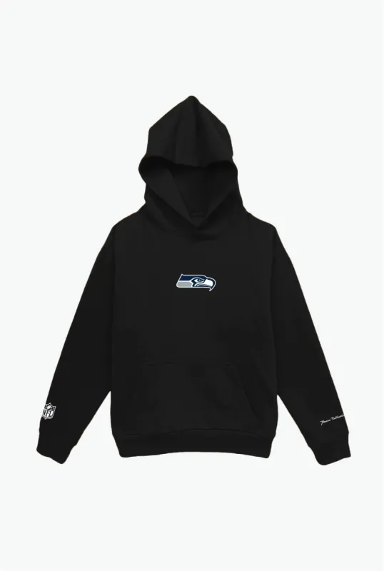 Seattle Seahawks Logo Heavyweight Hoodie - Black sold by Peace-Collective