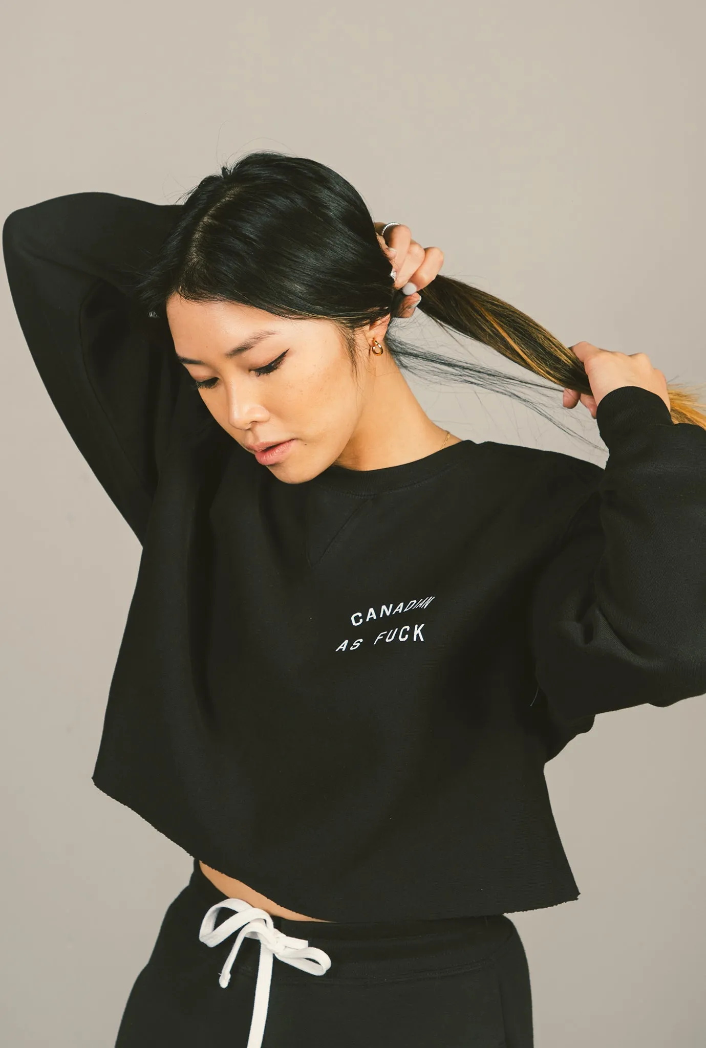Canadian as Fuck Cropped Crewneck - Black sold by Peace-Collective product image thumbnail 3