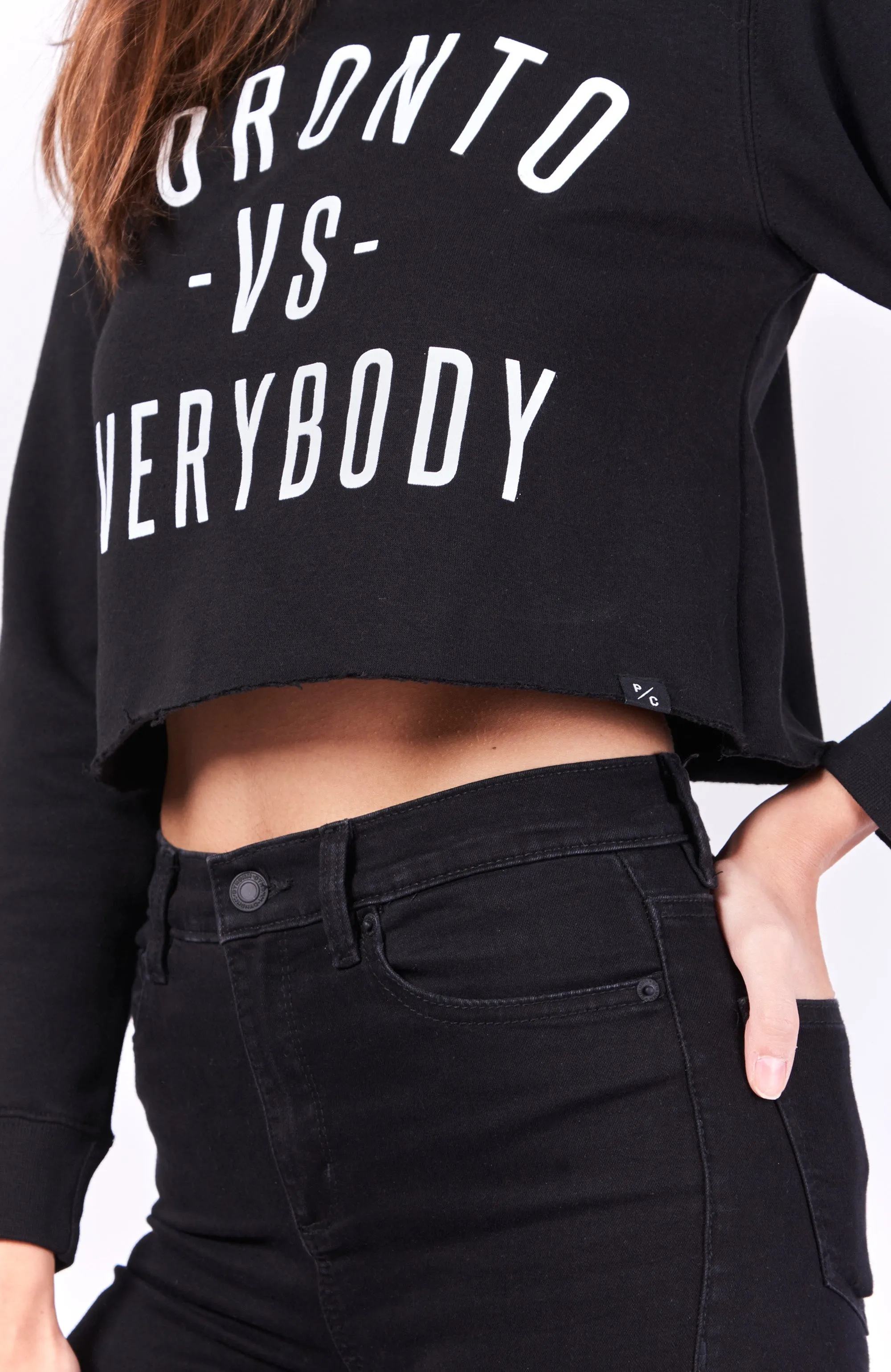 Toronto -vs- Everybody Cropped Crewneck - Black sold by Peace-Collective product image thumbnail 2