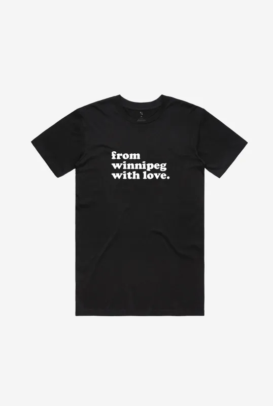 From Winnipeg with Love T-Shirt - Black sold by Peace-Collective