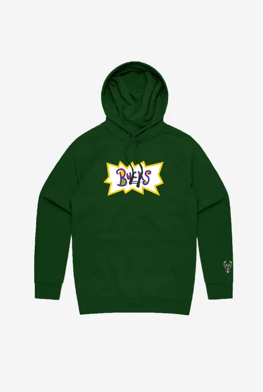 NBA x Rugrats Milwaukee Bucks Hoodie - Forest Green sold by Peace-Collective