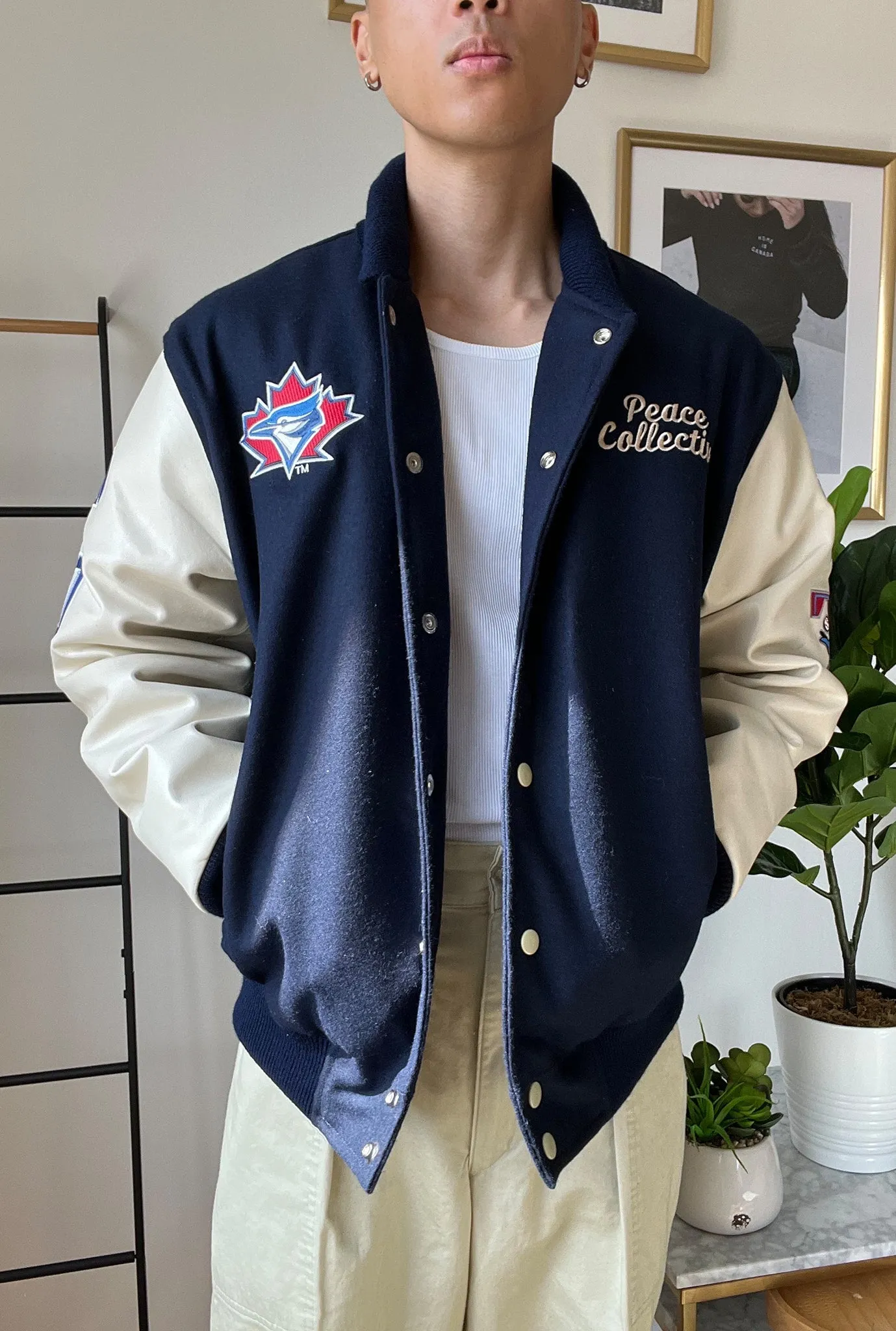 Toronto Blue Jays Patch Letterman Jacket - Navy and Cream sold by Peace-Collective product image thumbnail 5