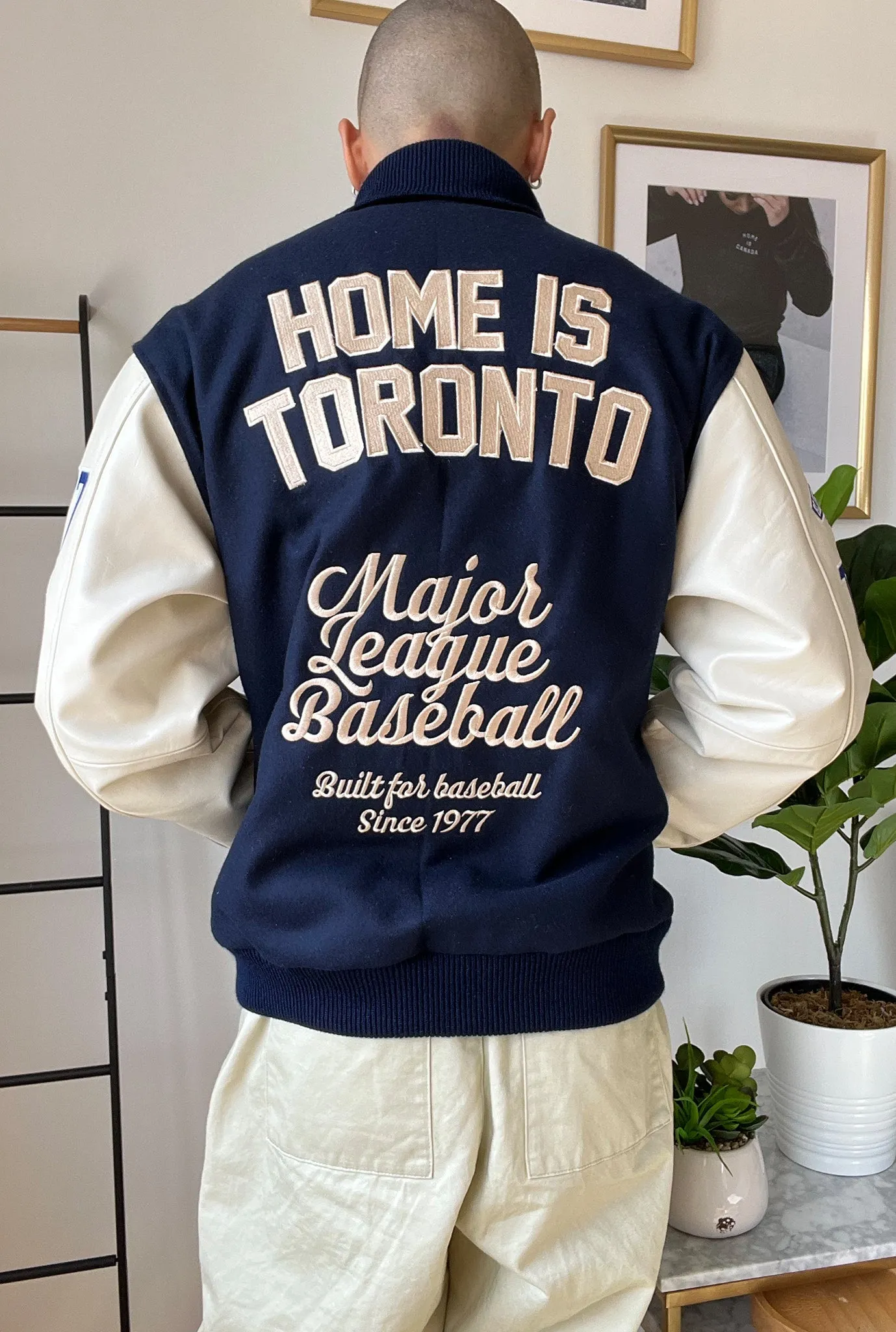 Toronto Blue Jays Patch Letterman Jacket - Navy and Cream sold by Peace-Collective product image thumbnail 4
