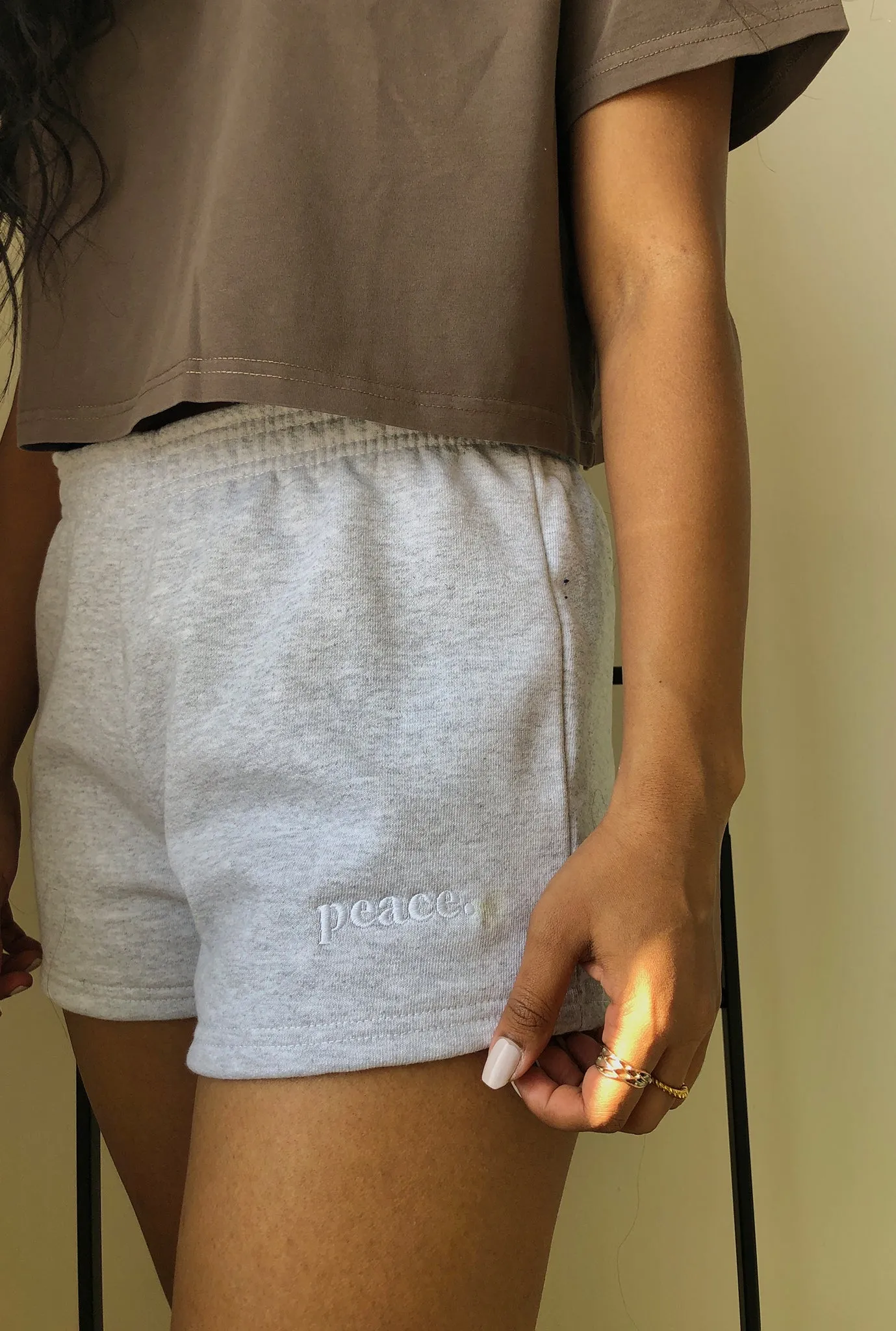 Peace Women's Fleece Shorts - Grey sold by Peace-Collective product image thumbnail 2