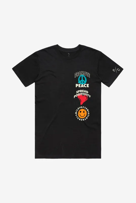 Promote Peace T-Shirt - Black sold by Peace-Collective