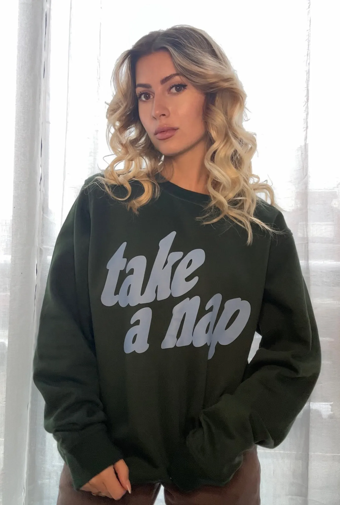 Take a Nap Crewneck - Forest Green sold by Peace-Collective product image thumbnail 3