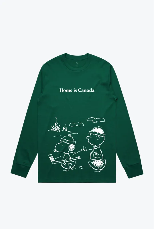 P/C x Peanuts Home is Canada Long Sleeve - Forest Green made by Peace-Collective