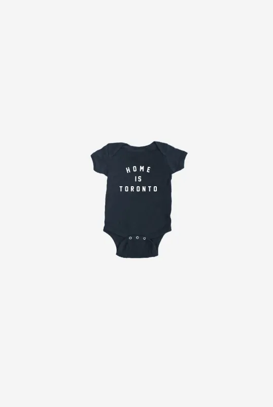 Home is Toronto Varsity Short Sleeve Onesie - Navy sold by Peace-Collective