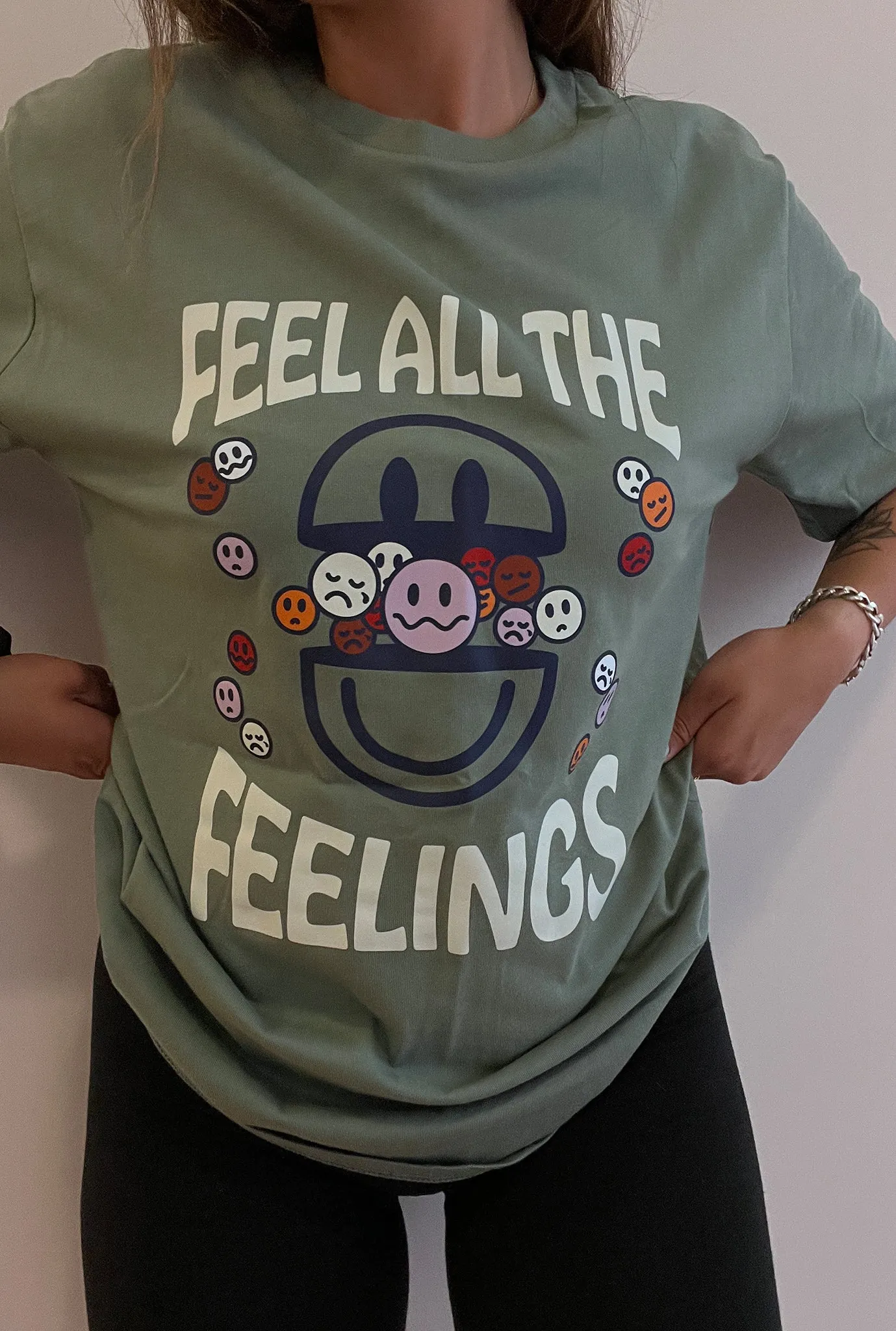 Feel All the Feelings Heavyweight T-Shirt - Sage sold by Peace-Collective product image thumbnail 2