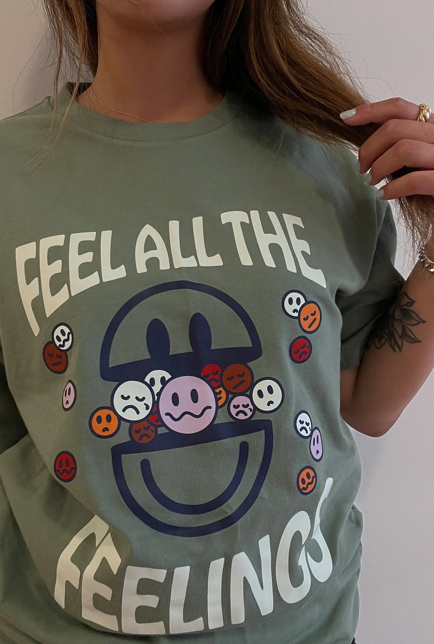 Feel All the Feelings Heavyweight T-Shirt - Sage sold by Peace-Collective product image thumbnail 3