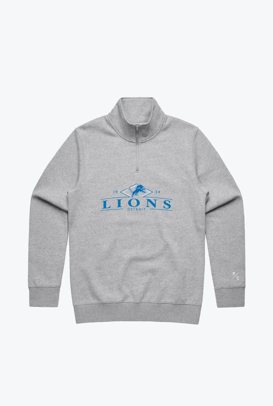 Detroit Lions Quarter Zip - Grey/ Blue sold by Peace-Collective