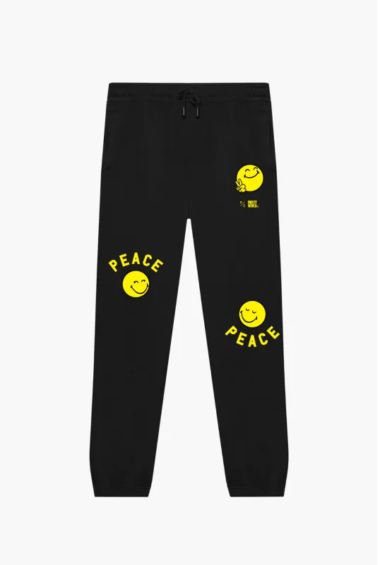 P/C x SmileyWorld "Smile for Peace" Heavyweight Jogger - Black sold by Peace-Collective
