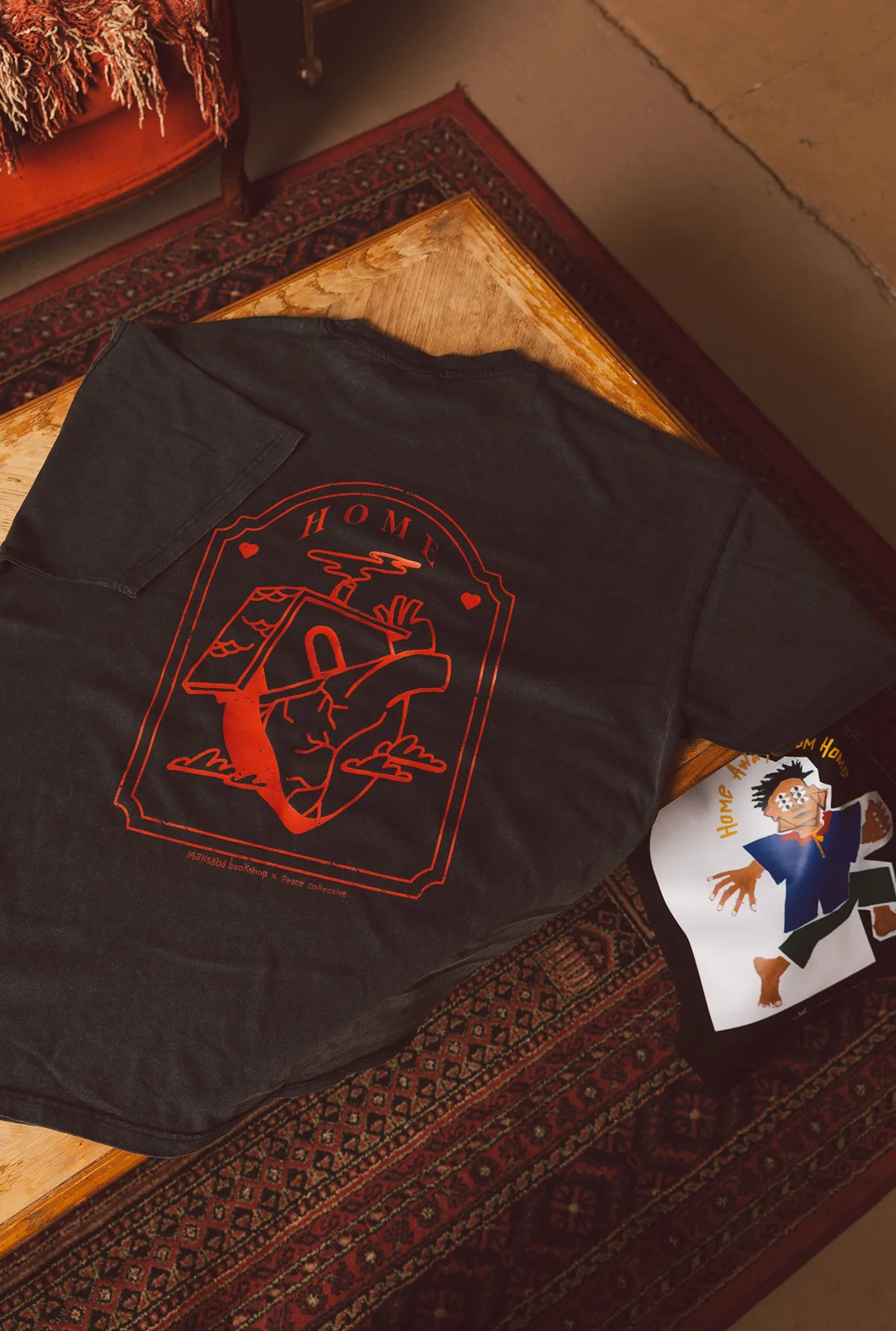 Home is Where the Heart is Heavyweight Garment Dyed T-Shirt - Black sold by Peace-Collective product image thumbnail 4