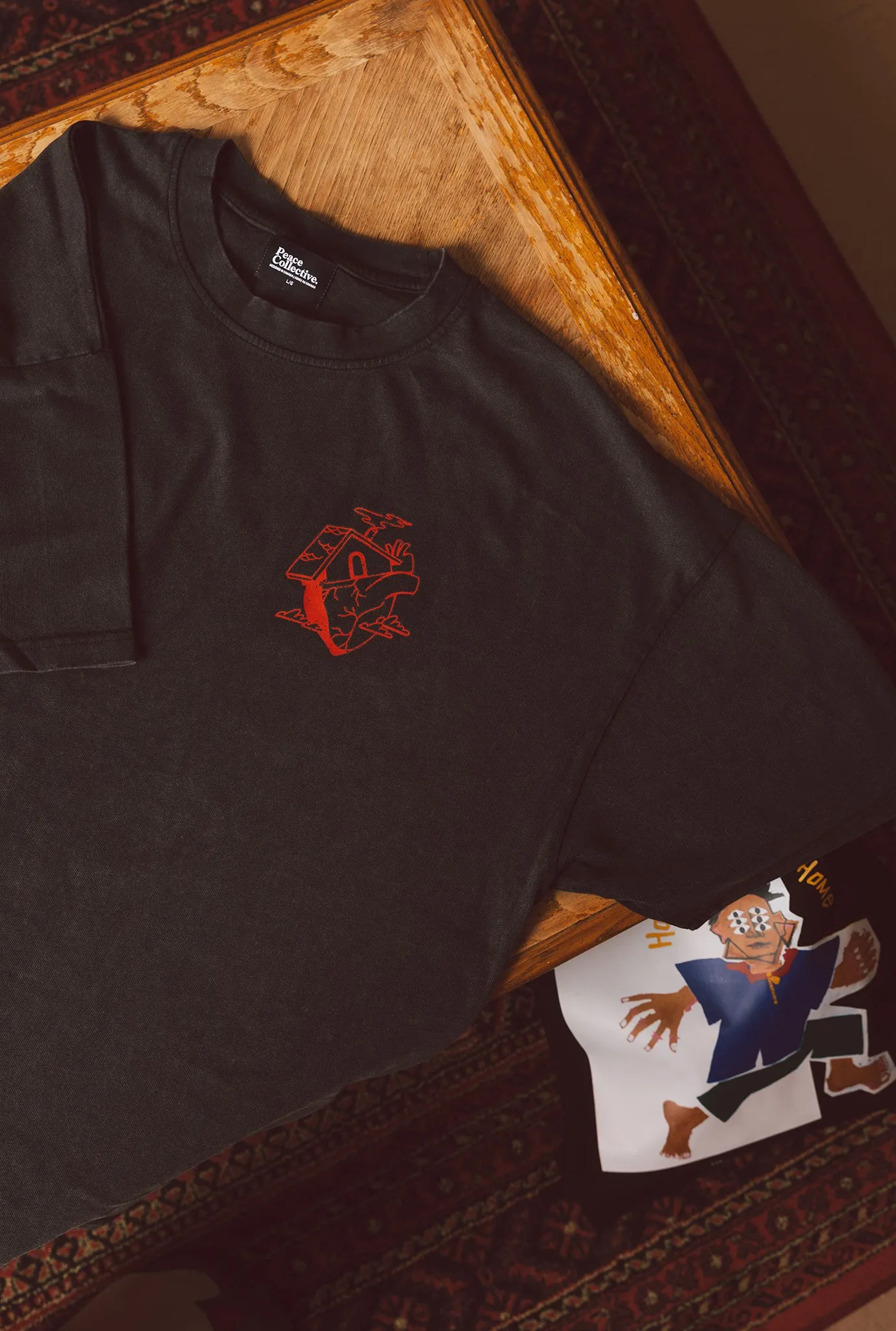 Home is Where the Heart is Heavyweight Garment Dyed T-Shirt - Black sold by Peace-Collective product image thumbnail 3