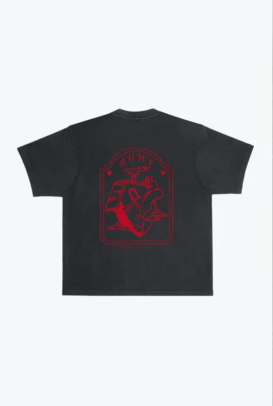 Home is Where the Heart is Heavyweight Garment Dyed T-Shirt - Black sold by Peace-Collective