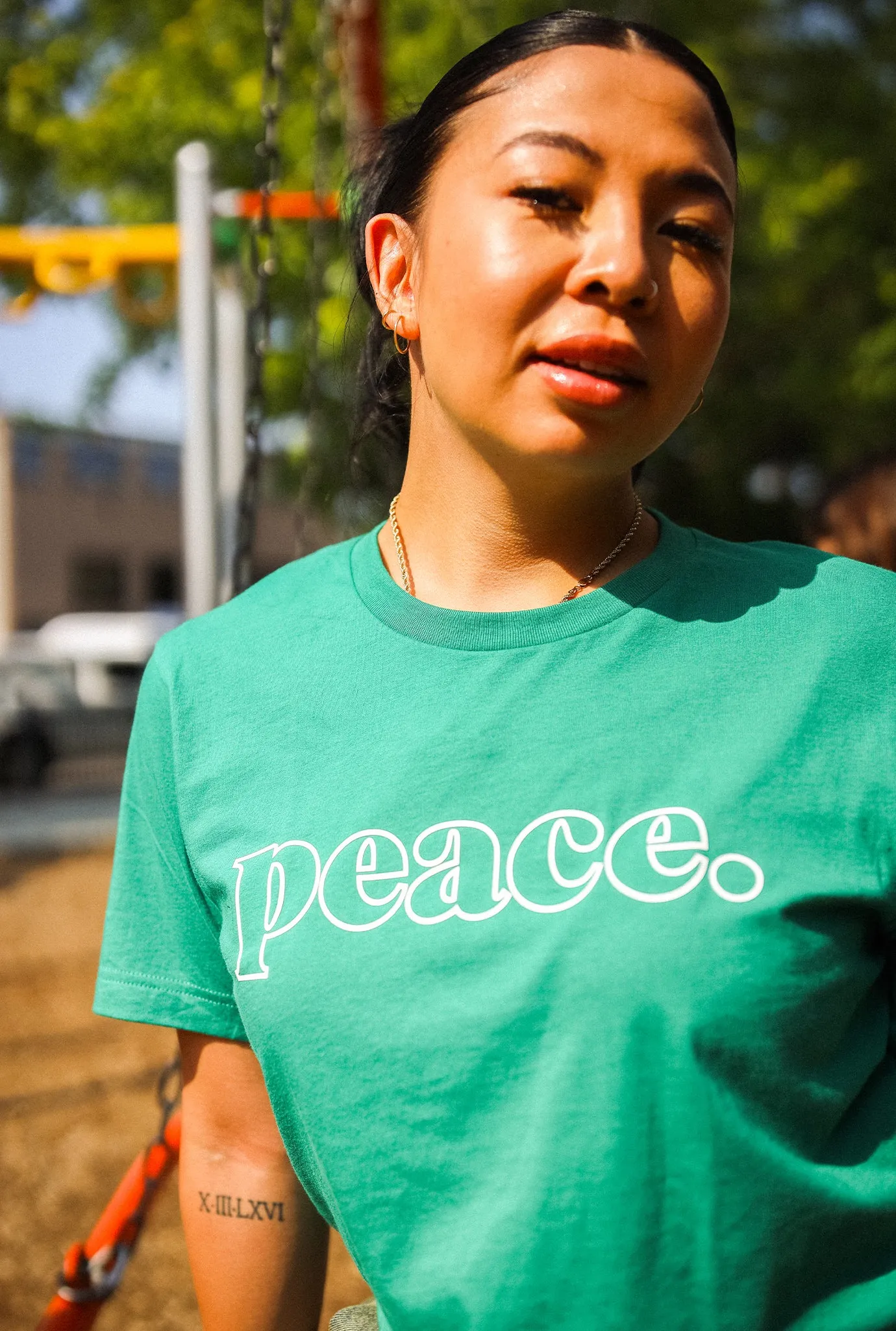Peace Basics Cropped T-Shirt - Green sold by Peace-Collective product image thumbnail 2