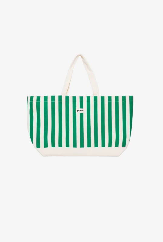Peace Basics Striped Tote Bag - Green sold by Peace-Collective