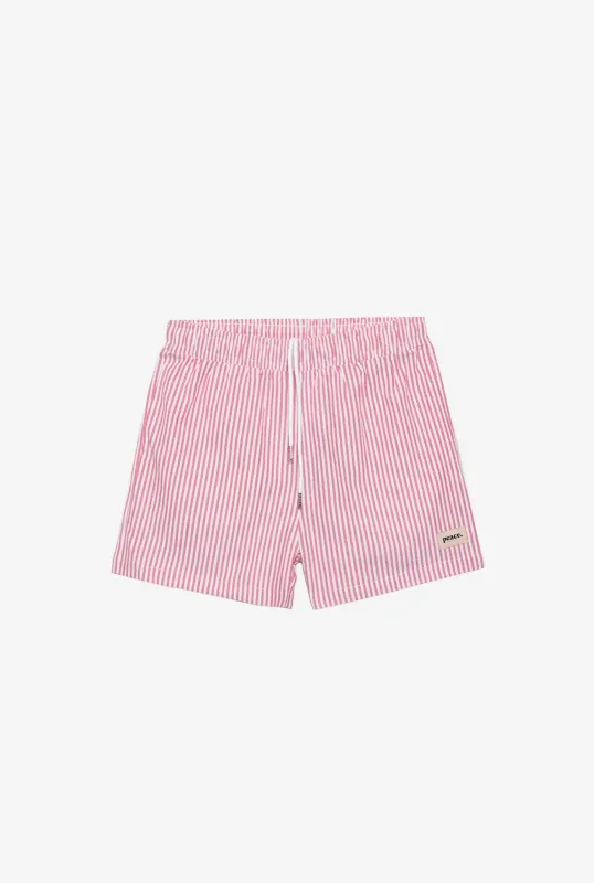 Peace Basics Poplin Striped Shorts - Red sold by Peace-Collective