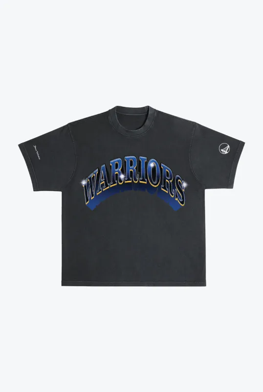 Golden State Warriors Graffiti Pigment Dye Heavyweight T-Shirt - Black sold by Peace-Collective