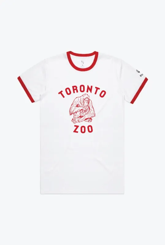 Toronto Zoo Orangutan Ringer T-Shirt - White / Red sold by Peace-Collective