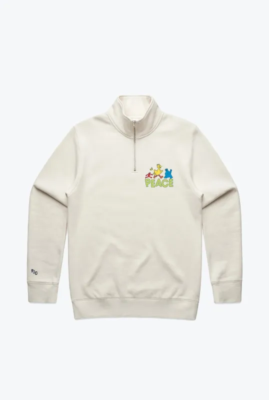 Sesame Street Quarter Zip - Ivory sold by Peace-Collective