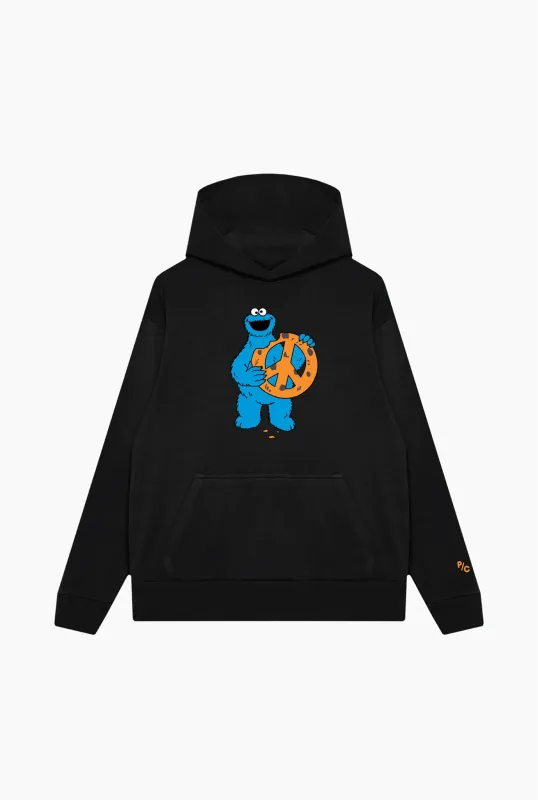 Sesame Street Cookie Monster Heavyweight Hoodie - Black sold by Peace-Collective