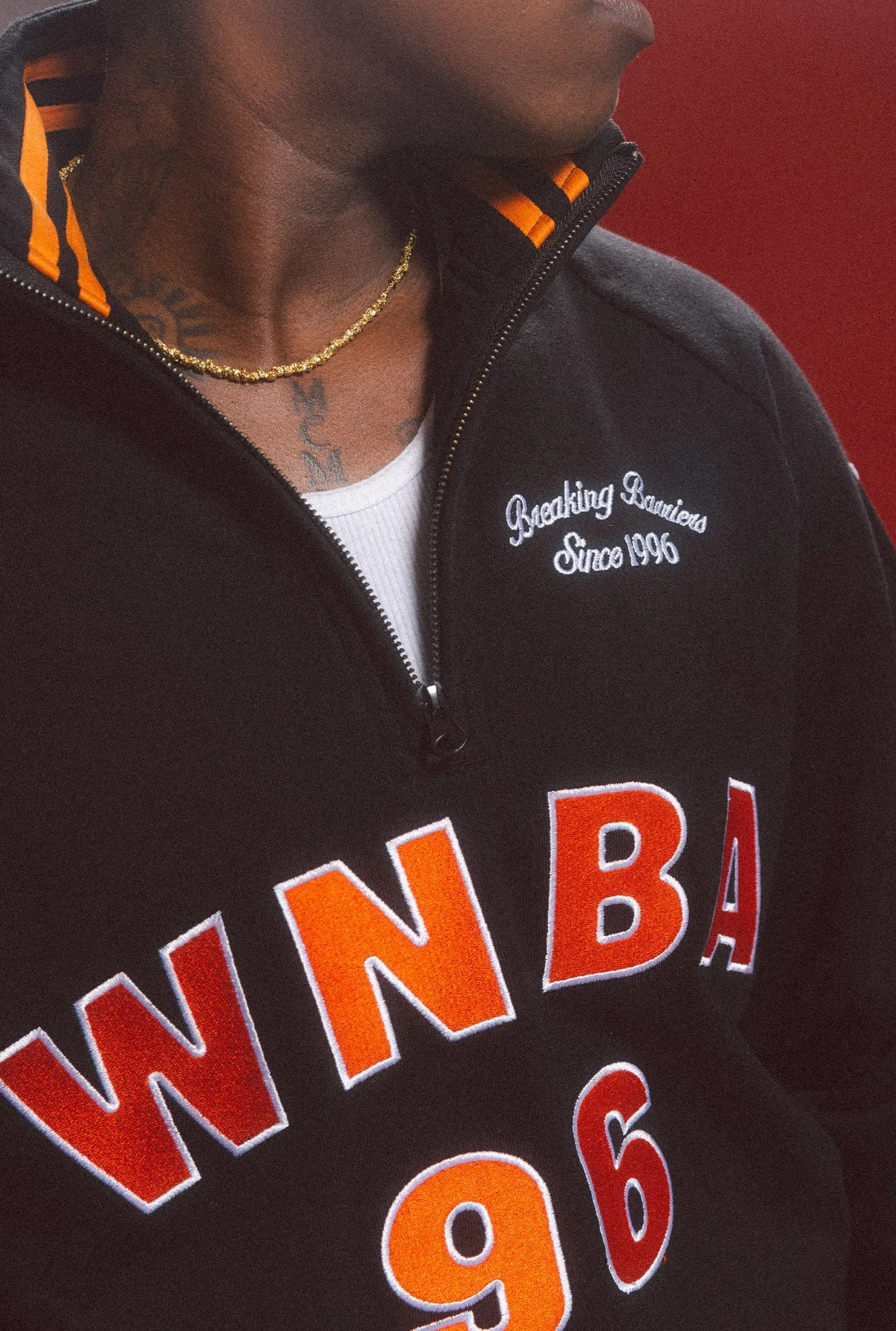 WNBA Striped Half Zip - Black / Fire Orange sold by Peace-Collective product image thumbnail 2