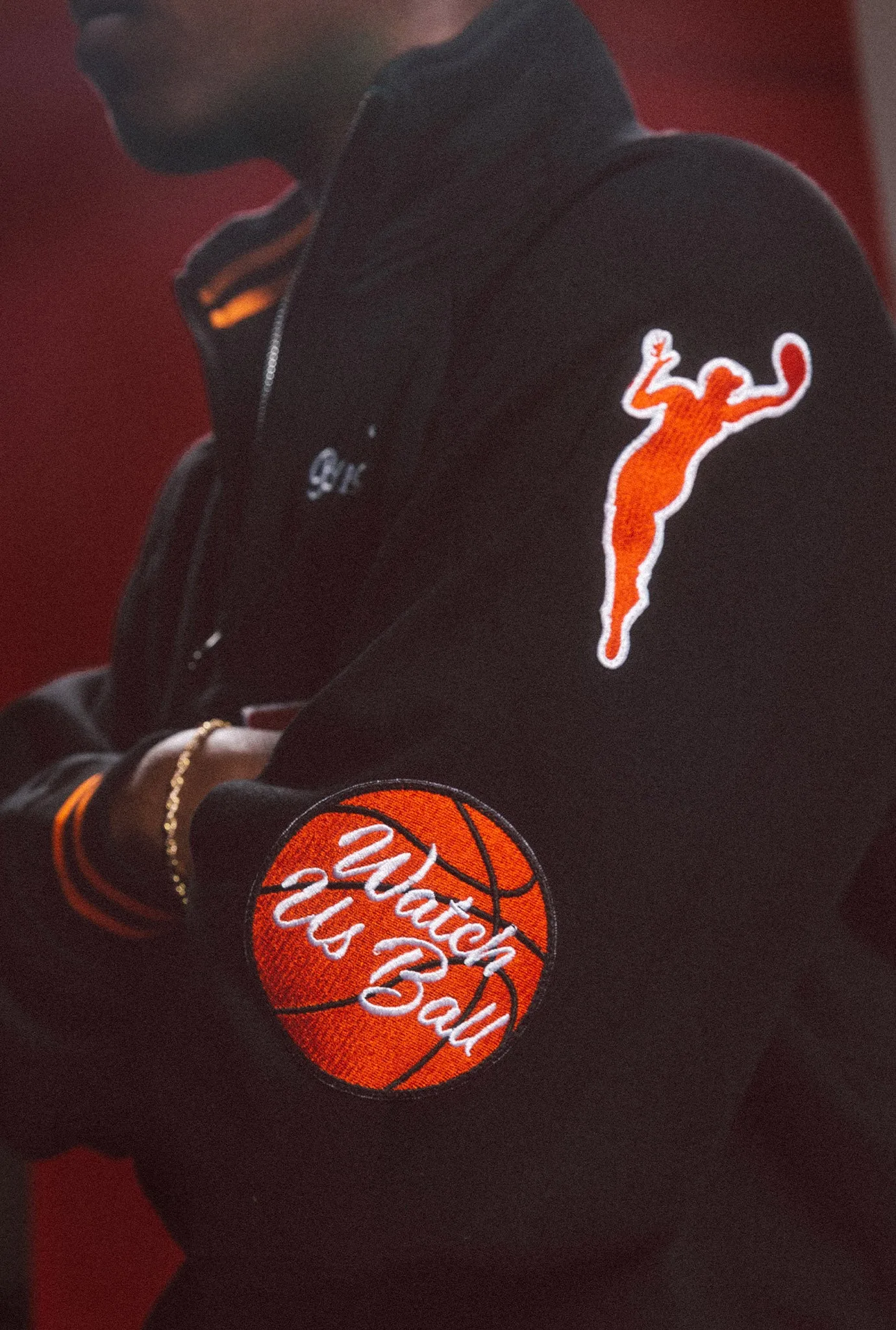 WNBA Striped Half Zip - Black / Fire Orange sold by Peace-Collective product image thumbnail 3