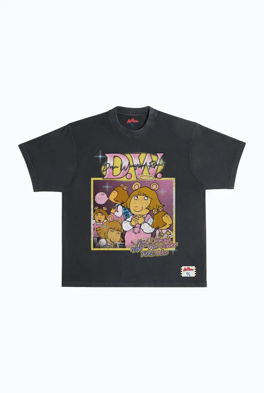 P/C x Arthur "D.W." Graphic Heavyweight Garment Dyed T-Shirt - Black sold by Peace-Collective