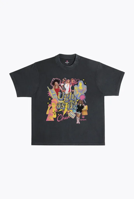 P/C x Clueless Cher Collage Heavyweight Garment Dyed T-Shirt - Black sold by Peace-Collective