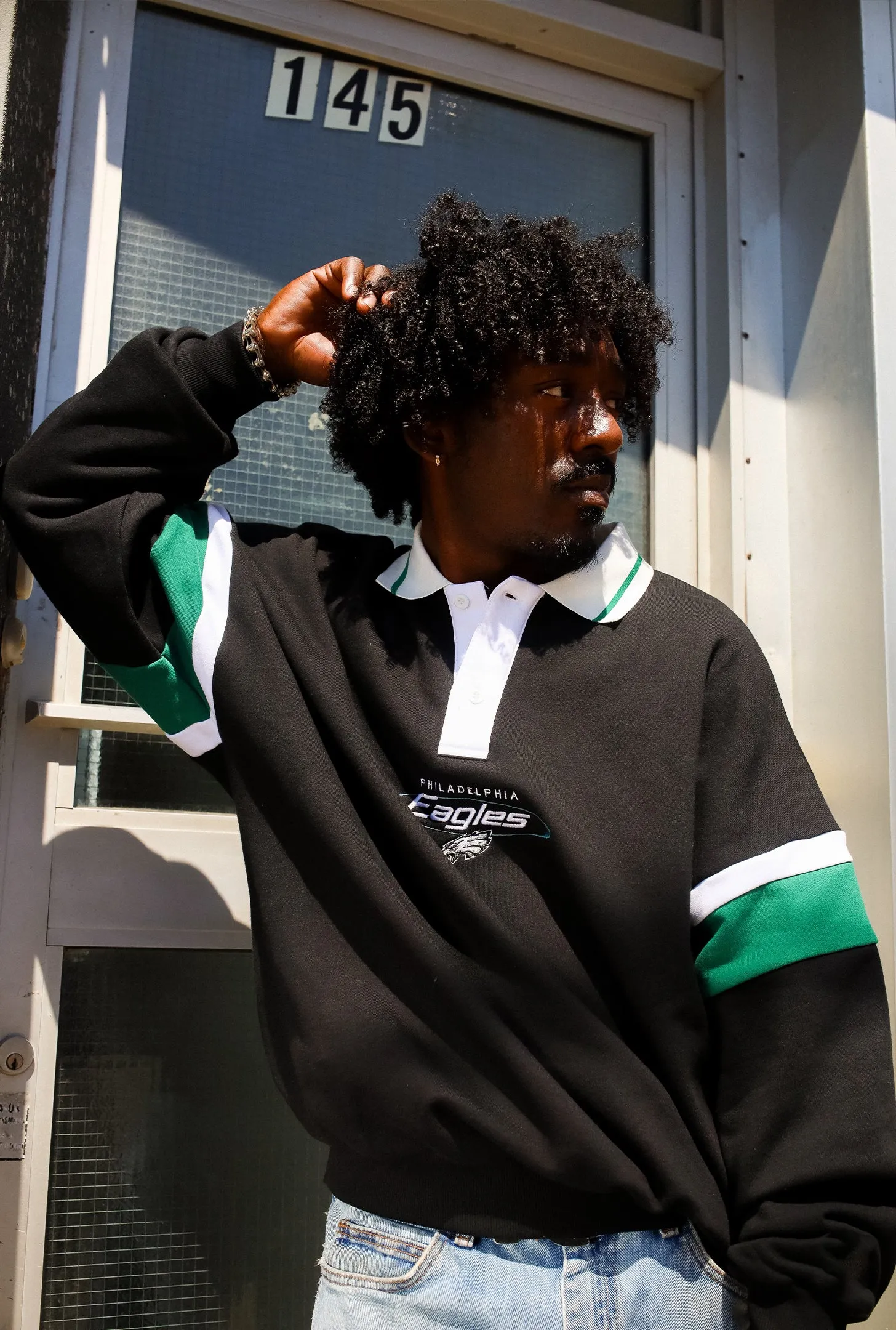 Philadelphia Eagles Oversized Rugby - Black / Midnight Green sold by Peace-Collective product image thumbnail 4