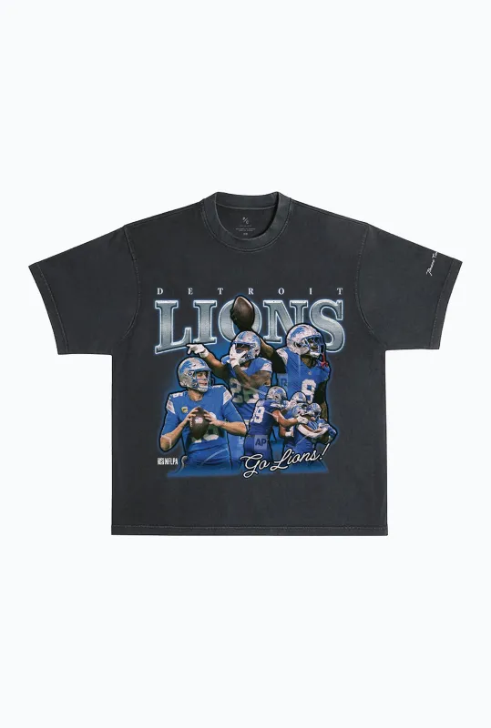 Detroit Lions Vintage Heavyweight T-Shirt - Off Black sold by Peace-Collective