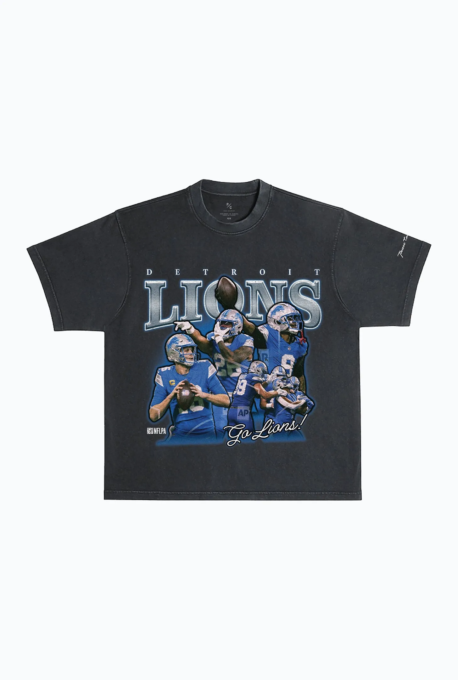 Detroit Lions Vintage Heavyweight Garment Dyed T-Shirt - Black sold by Peace-Collective