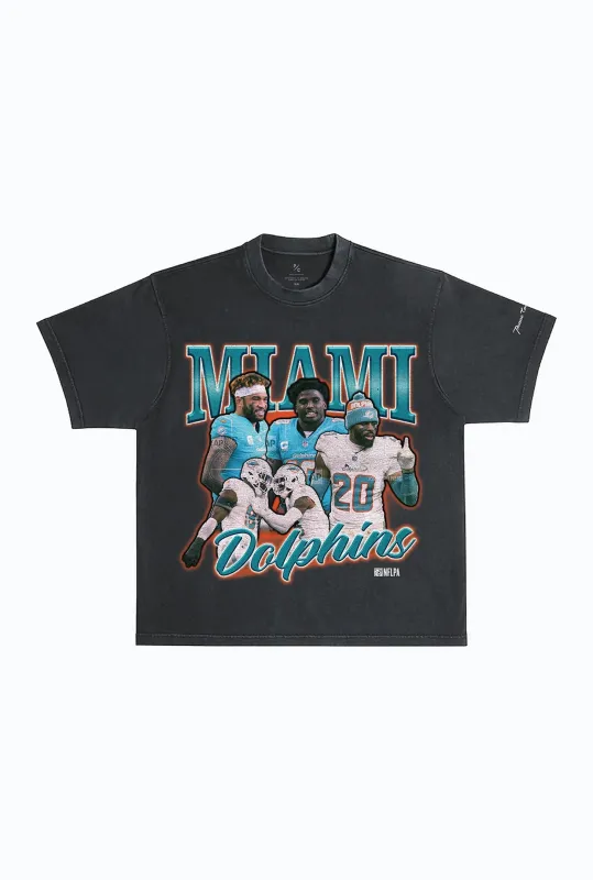 Miami Dolphins Vintage Heavyweight T-Shirt - Off Black sold by Peace-Collective