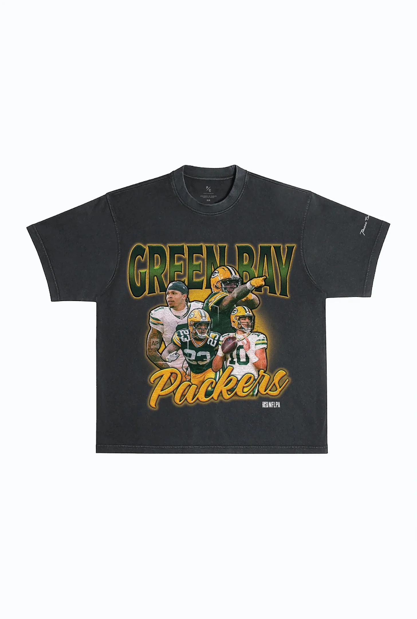 Green Bay Packers Vintage Heavyweight Garment Dyed T-Shirt - Black sold by Peace-Collective
