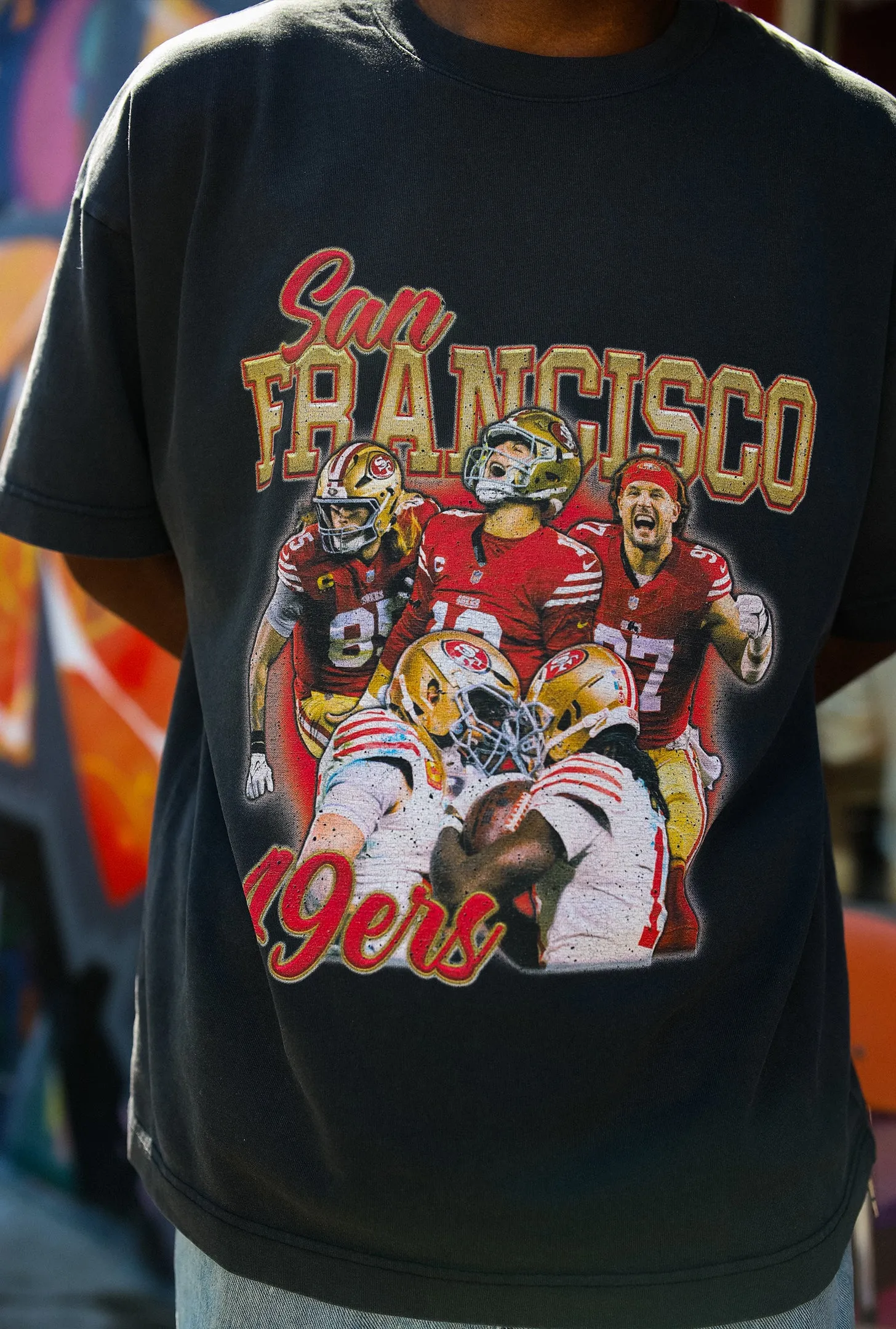 San Francisco 49ers Vintage Heavyweight Garment Dyed T-Shirt - Black sold by Peace-Collective product image thumbnail 3