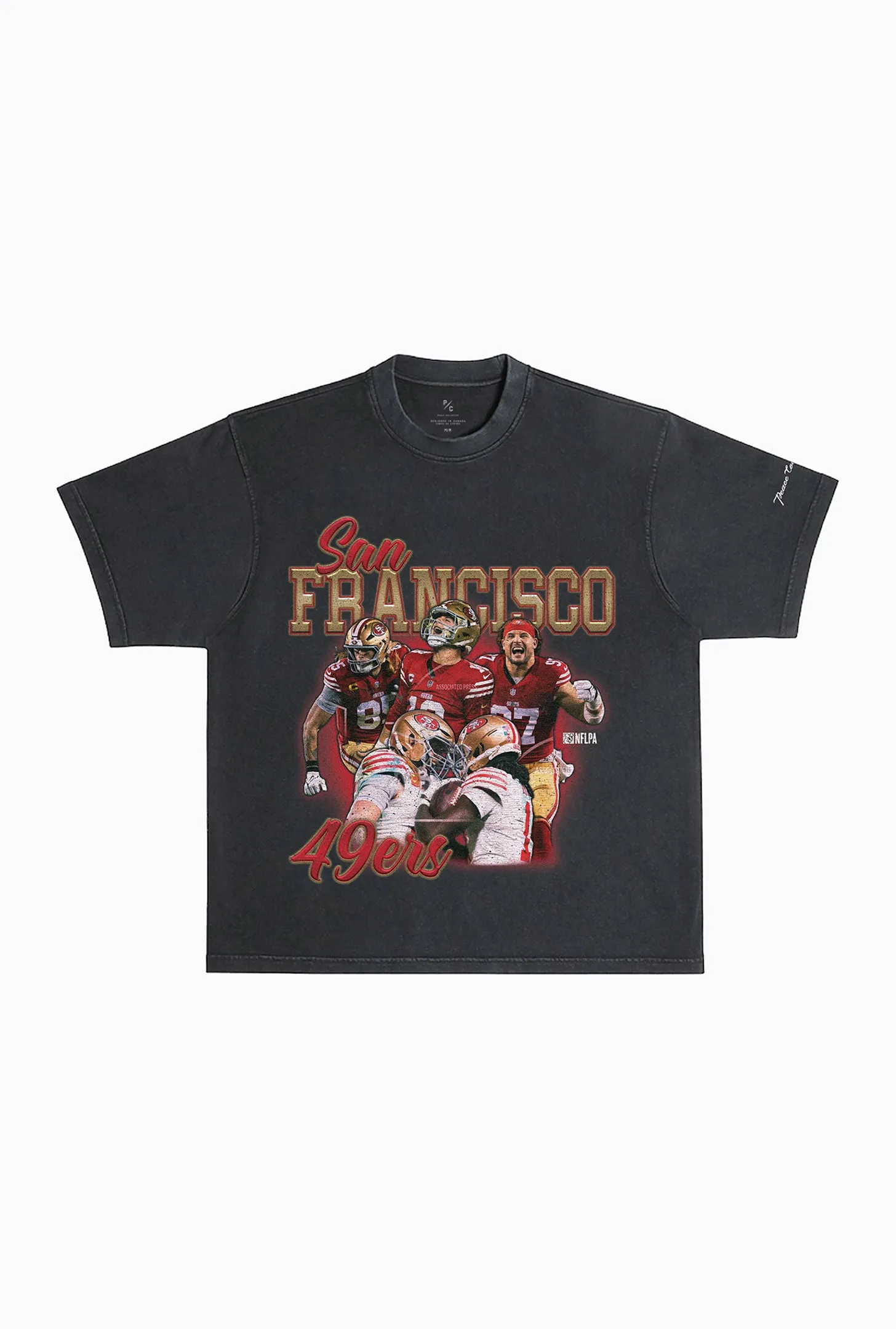 San Francisco 49ers Vintage Heavyweight Garment Dyed T-Shirt - Black sold by Peace-Collective