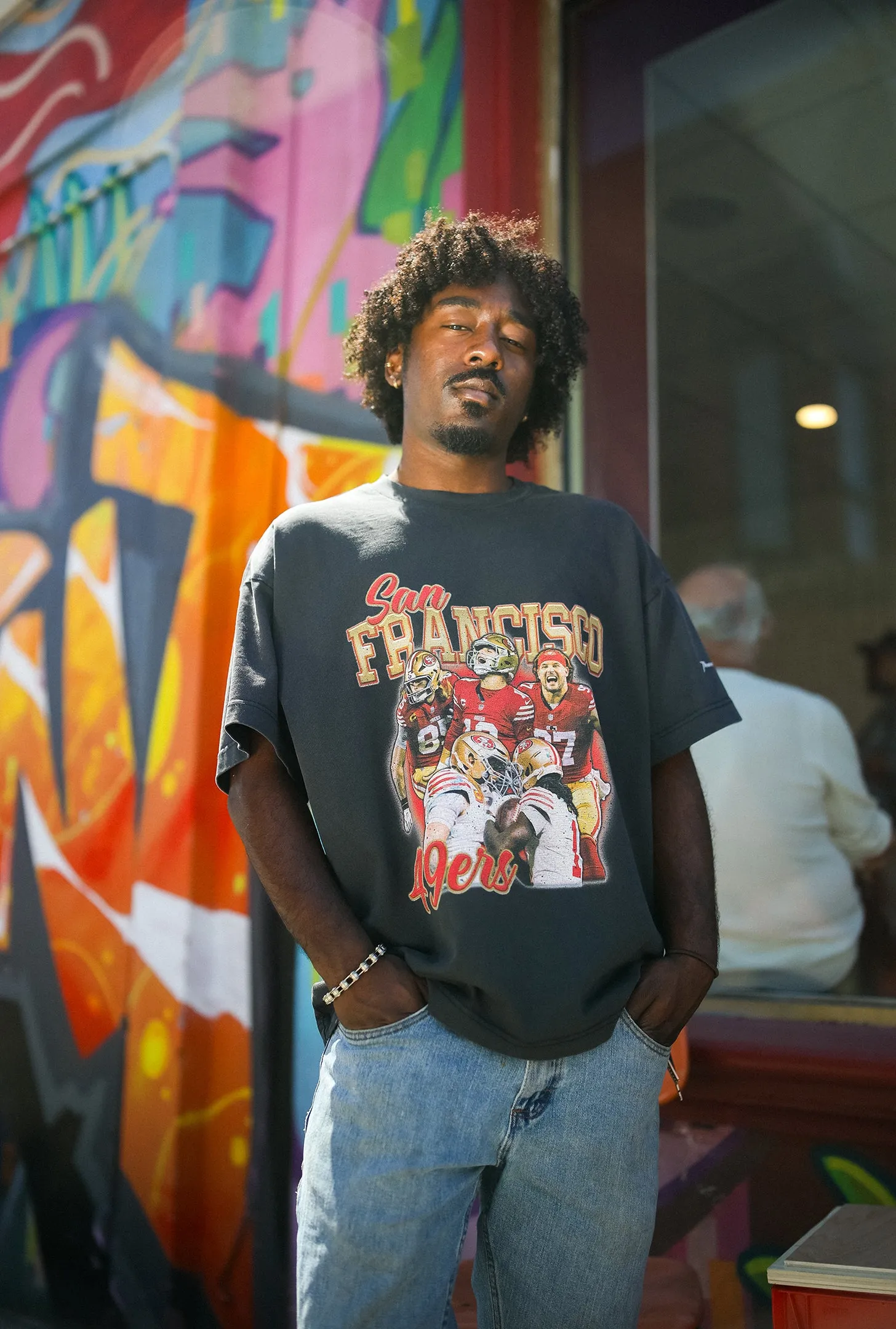 San Francisco 49ers Vintage Heavyweight Garment Dyed T-Shirt - Black sold by Peace-Collective product image thumbnail 4