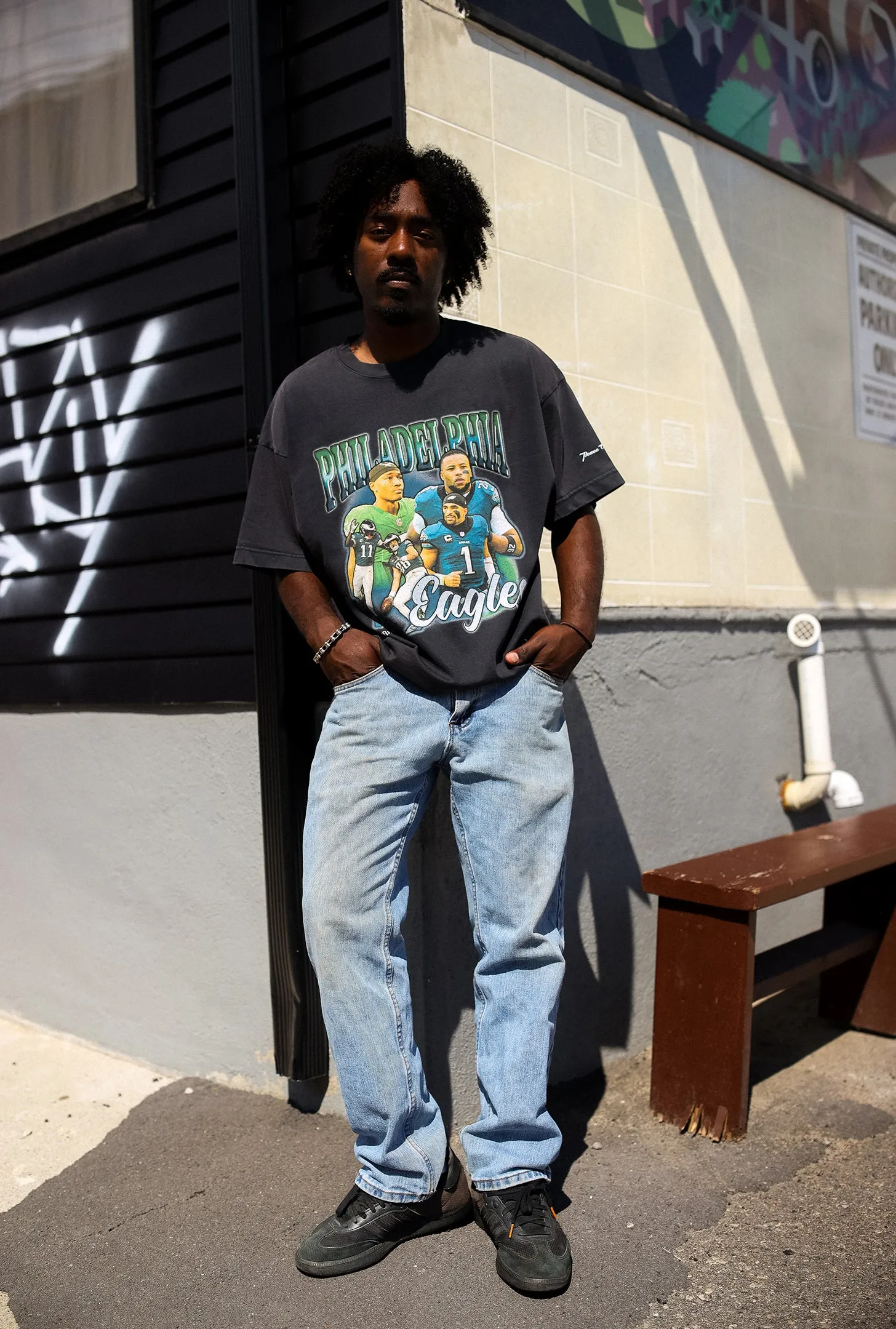 Philadelphia Eagles Vintage Heavyweight Garment Dyed T-Shirt - Black sold by Peace-Collective product image thumbnail 4