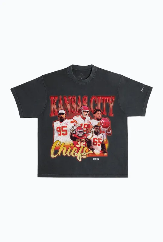 Kansas City Chiefs Vintage Heavyweight Garment Dyed T-Shirt - Black sold by Peace-Collective
